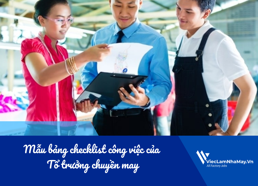 bảng checklist công việc tổ trưởng chuyền may