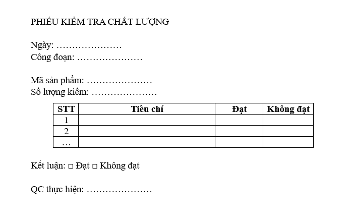 biểu mẫu qc nhà máy