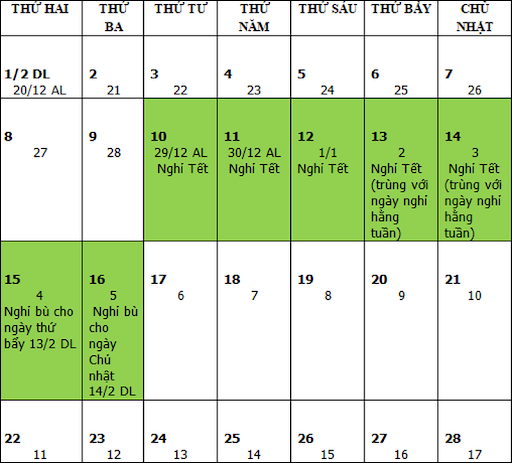 người lao động được nghỉ tết nguyên đán 2021 liên tục 7 ngày