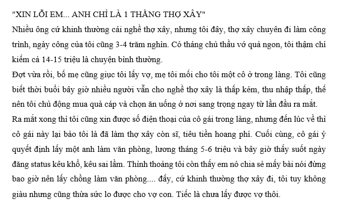 tội tình gì công việc thợ xây