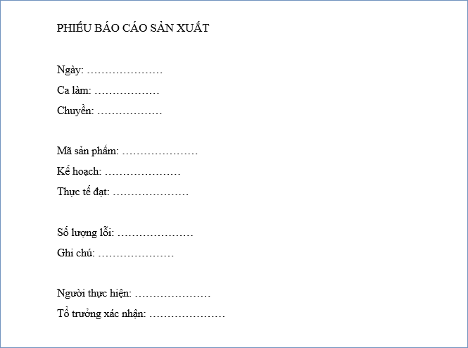 top 9 biểu mẫu cho công nhân sản xuất