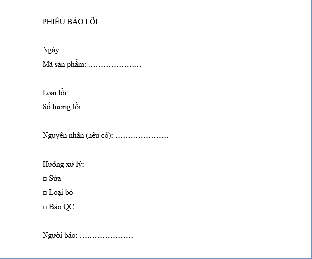 top 9 biểu mẫu cho công nhân sản xuất