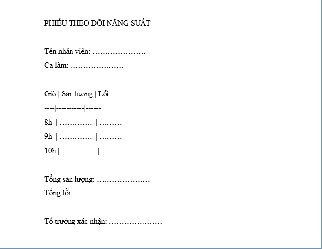 top 9 biểu mẫu cho công nhân sản xuất