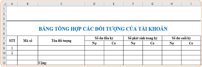 mẫu bảng tổng hợp kế toán