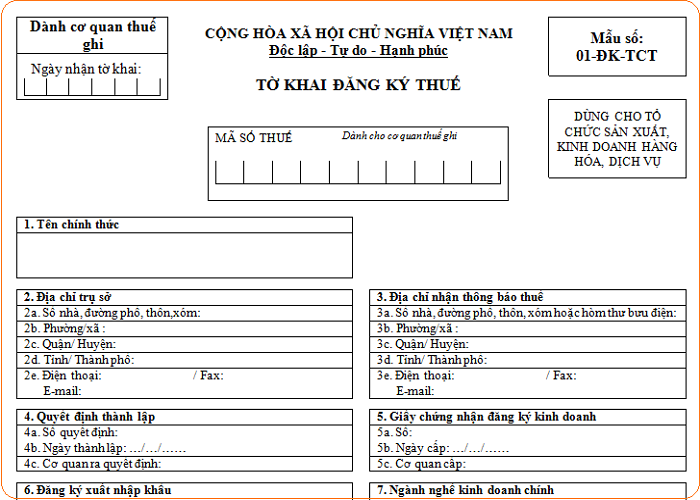 Thủ tục đăng ký mã số thuế doanh nghiệp