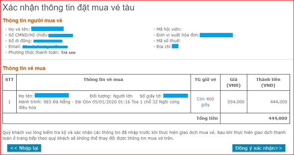 cách đặt vé tàu Tết