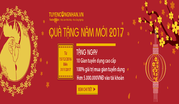 Ngập tràn quà tặng năm mới 2017 và Tết Đinh Dậu với Tuyencongnhan.vn