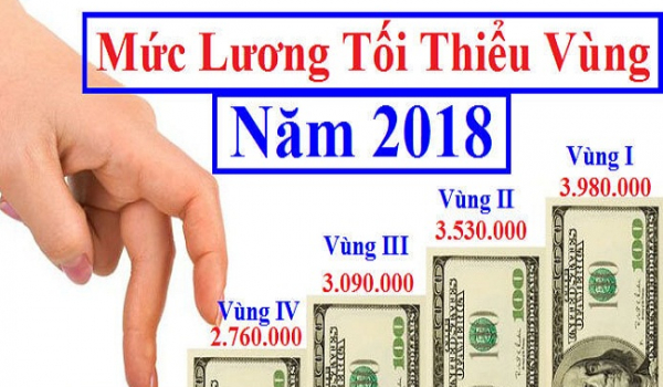 Lương tối thiểu vùng 2018 tăng từ 180.000 – 230.000 đồng