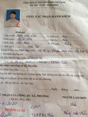 cover CV: NÔNG VĂN HIỀN